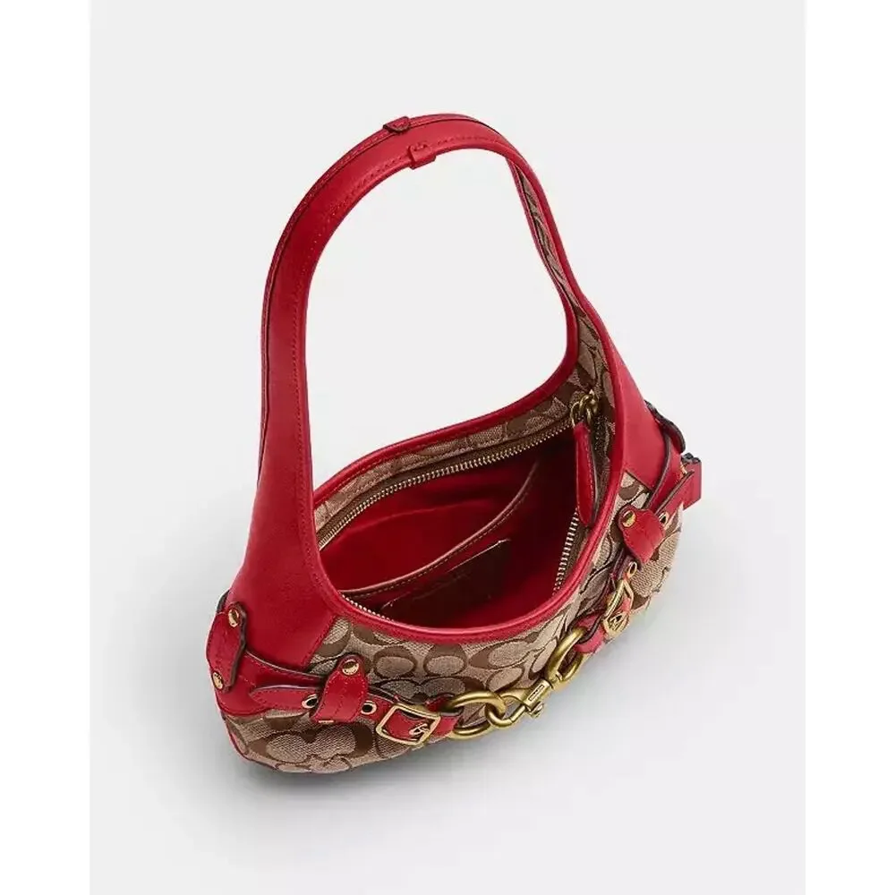 NWT Coach Belted Ergo Shoulder Bag 26 In Signature Jacquard poppy CEV10